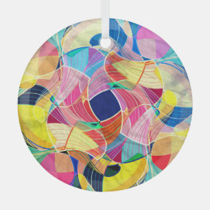 Abstracte kleurrijke waterverf, fantastische achte glas ornament