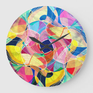 Abstracte kleurrijke waterverf, fantastische achte grote klok