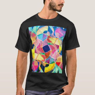 Abstracte kleurrijke waterverf, fantastische achte t-shirt