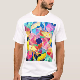 Abstracte kleurrijke waterverf, fantastische achte t-shirt