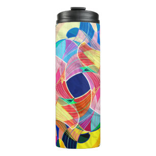 Abstracte kleurrijke waterverf, fantastische achte thermosbeker