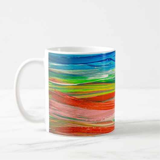 Abstracte kleurrijke waterverf koffiemok (Links)