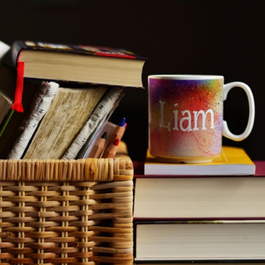 Abstracte kleurrijke waterverf mok koffie