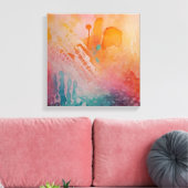 Abstracte Kleurrijke Waterverf muurkunst Canvas Afdruk (Insitu (Woonkamer))
