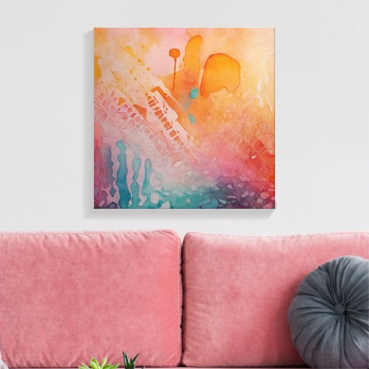 Abstracte Kleurrijke Waterverf muurkunst Canvas Afdruk (Insitu (Woonkamer))