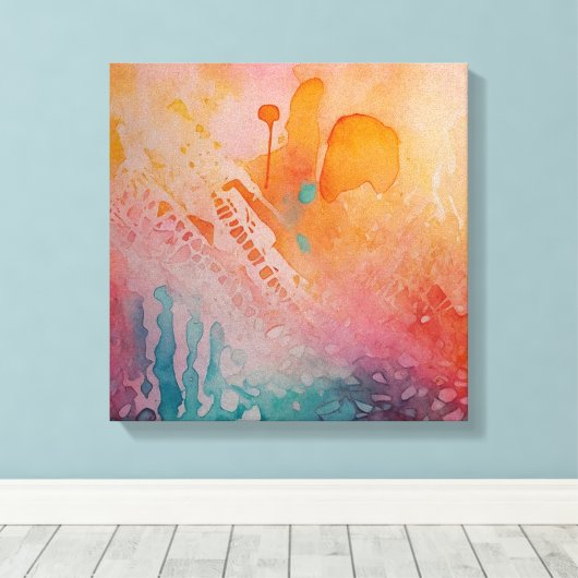 Abstracte Kleurrijke Waterverf muurkunst Canvas Afdruk (Insitu (Houten vloer))