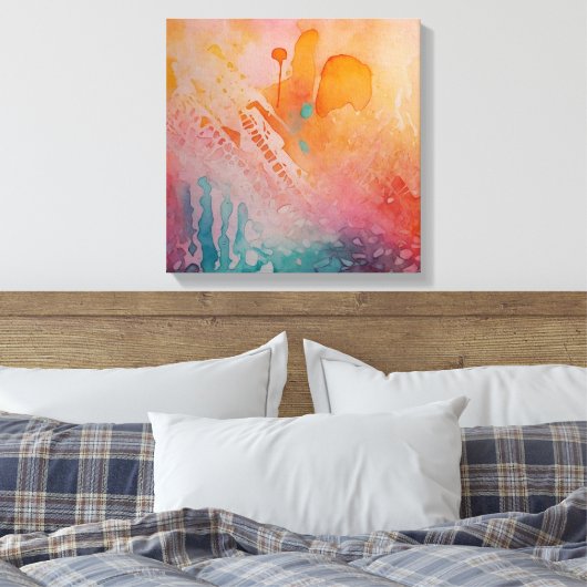 Abstracte Kleurrijke Waterverf muurkunst Canvas Afdruk (Insitu (Slaapkamer))