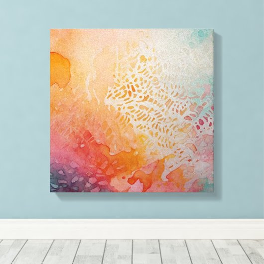 Abstracte Kleurrijke Waterverf muurkunst Canvas Afdruk (Insitu (Houten vloer))