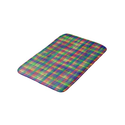 Abstracte kleurrijke Waterverf Plaid Pattern Badmat (Gekanteld)