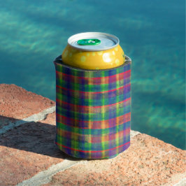 Abstracte kleurrijke Waterverf Plaid Pattern Blikjeskoeler