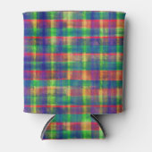 Abstracte kleurrijke Waterverf Plaid Pattern Blikjeskoeler (Voorkant)