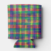 Abstracte kleurrijke Waterverf Plaid Pattern Blikjeskoeler (Achterkant)