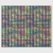 Abstracte kleurrijke Waterverf Plaid Pattern Cadeaupapier (Vlak)
