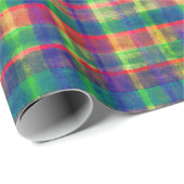 Abstracte kleurrijke Waterverf Plaid Pattern Cadeaupapier (Rol Hoek)