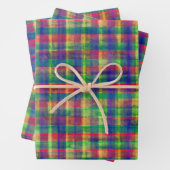 Abstracte kleurrijke Waterverf Plaid Pattern Inpakpapier Vel (In situ)