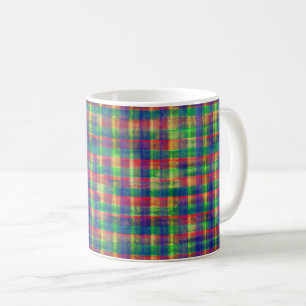 Abstracte kleurrijke Waterverf Plaid Pattern Koffiemok