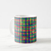 Abstracte kleurrijke Waterverf Plaid Pattern Koffiemok (Voorkant links)