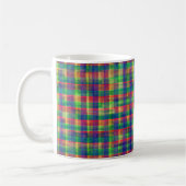 Abstracte kleurrijke Waterverf Plaid Pattern Koffiemok (Links)