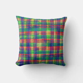 Abstracte kleurrijke Waterverf Plaid Pattern Kussen