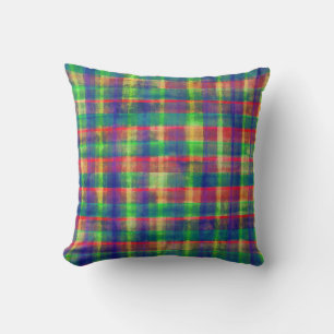 Abstracte kleurrijke Waterverf Plaid Pattern Kussen