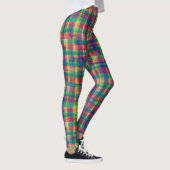Abstracte kleurrijke Waterverf Plaid Pattern Leggings (Rechts)