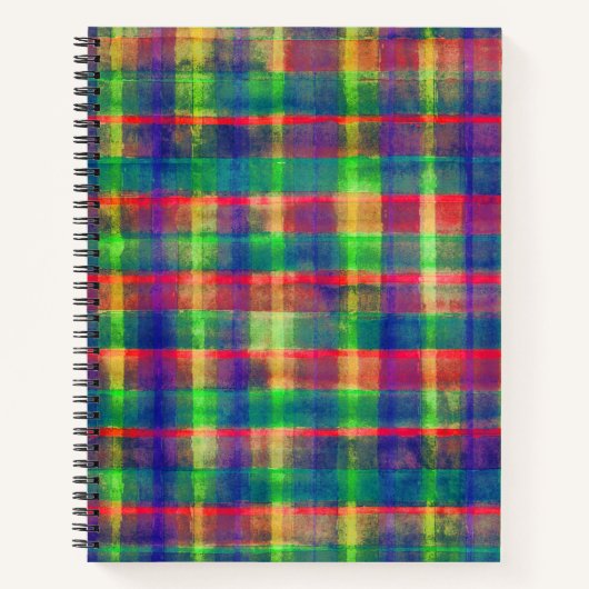 Abstracte kleurrijke Waterverf Plaid Pattern Notitieboek (Voorkant)