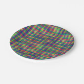 Abstracte kleurrijke Waterverf Plaid Pattern Papieren Bordje (Gekanteld)
