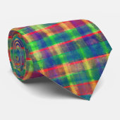 Abstracte kleurrijke Waterverf Plaid Pattern Stropdas (Opgerold)