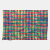 Abstracte kleurrijke Waterverf Plaid Pattern Theedoek (Horizontaal)