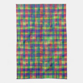 Abstracte kleurrijke Waterverf Plaid Pattern Theedoek (Verticaal)