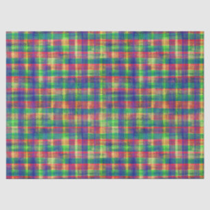 Abstracte kleurrijke Waterverf Plaid Pattern Tissuepapier