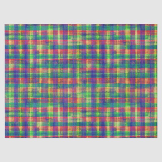 Abstracte kleurrijke Waterverf Plaid Pattern Tissuepapier (Voorkant)