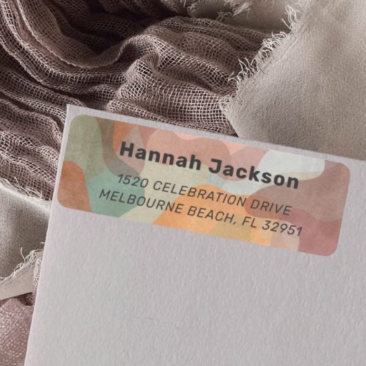 Abstracte kleurrijke Waterverf retour adreslabel Etiket