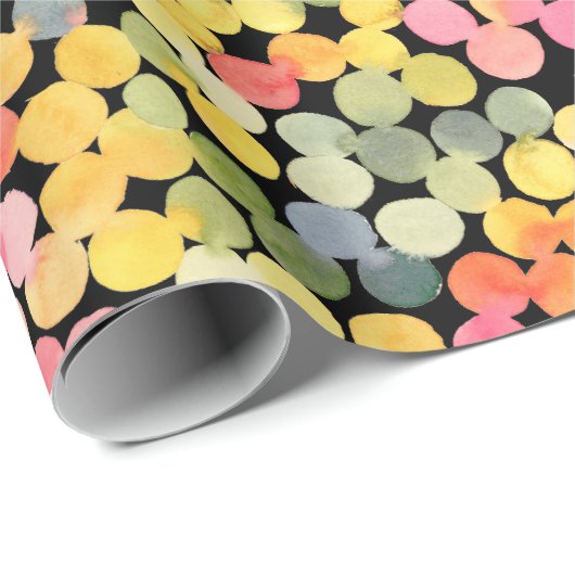 Abstracte kleurrijke Waterverf Stippen Cadeaupapier (Rol Hoek)
