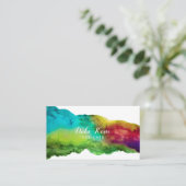 Abstracte kleurrijke waterverf visitekaartje (Staand voorkant)