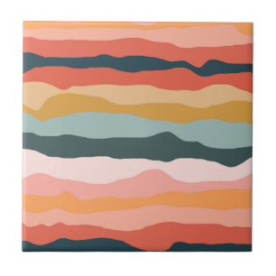 Abstracte kleurrijke Wavy Stripe Modern Elegant Tegeltje