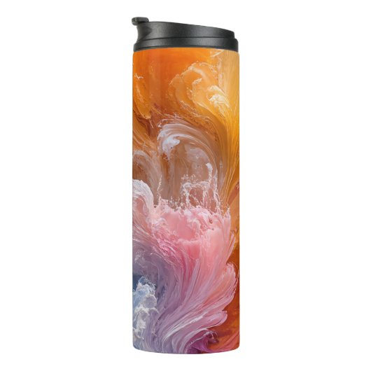 Abstracte kleurrijke wervelingen thermosbeker (Geroteerd rechts)