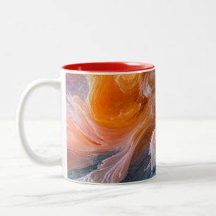 Abstracte kleurrijke wervelingen tweekleurige koffiemok