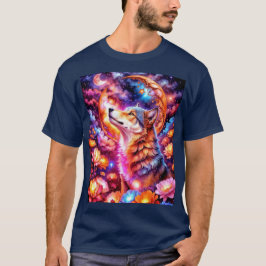 Abstracte kleurrijke wolf t-shirt