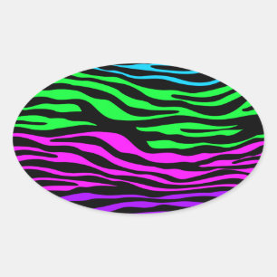 abstracte kleurrijke Zebrastripes Ovale Sticker