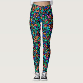 Abstracte Kleurrijke Zee Keien Stip Waterverf Leggings