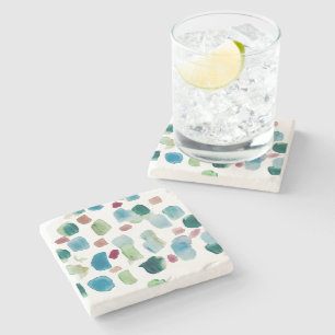 Abstracte Kleurrijke Zeeglas Waterverf Keramisch Stenen Onderzetter