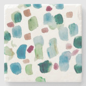 Abstracte Kleurrijke Zeeglas Waterverf Keramisch Stenen Onderzetter (Voorkant)