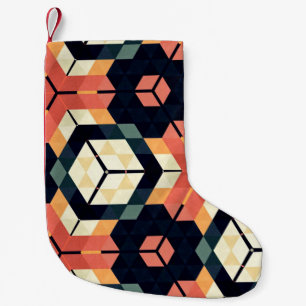 Abstracte, kleurrijke zeshoek, vierkante geometris kleine kerstsok