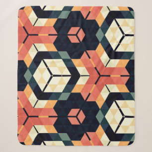 Abstracte, kleurrijke zeshoek, vierkante geometris sherpa deken