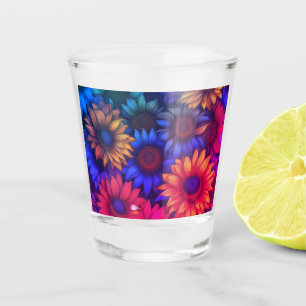 Abstracte kleurrijke zonnebloemen #338 - shot glas