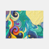 Abstracte kleurrijke zonnegolven Kunstillustratie Fleece Deken (Voorkant (Horizontaal))