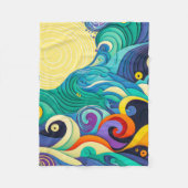 Abstracte kleurrijke zonnegolven Kunstillustratie Fleece Deken (Voorkant)