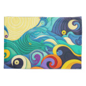 Abstracte kleurrijke zonnegolven Kunstillustratie Kussensloop (Achterkant-Links)