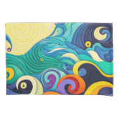 Abstracte kleurrijke zonnegolven Kunstillustratie Kussensloop (Voorkant-Links)